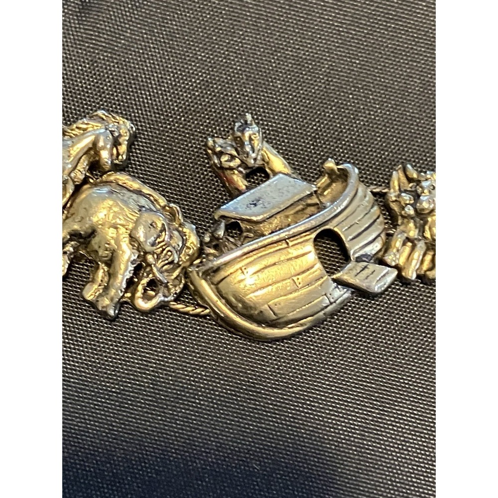 Vintage Gold-Toned Metal  Linked Tova Noah's Ark Bracelet Charm Animals 8 inch - Picture 4 of 7